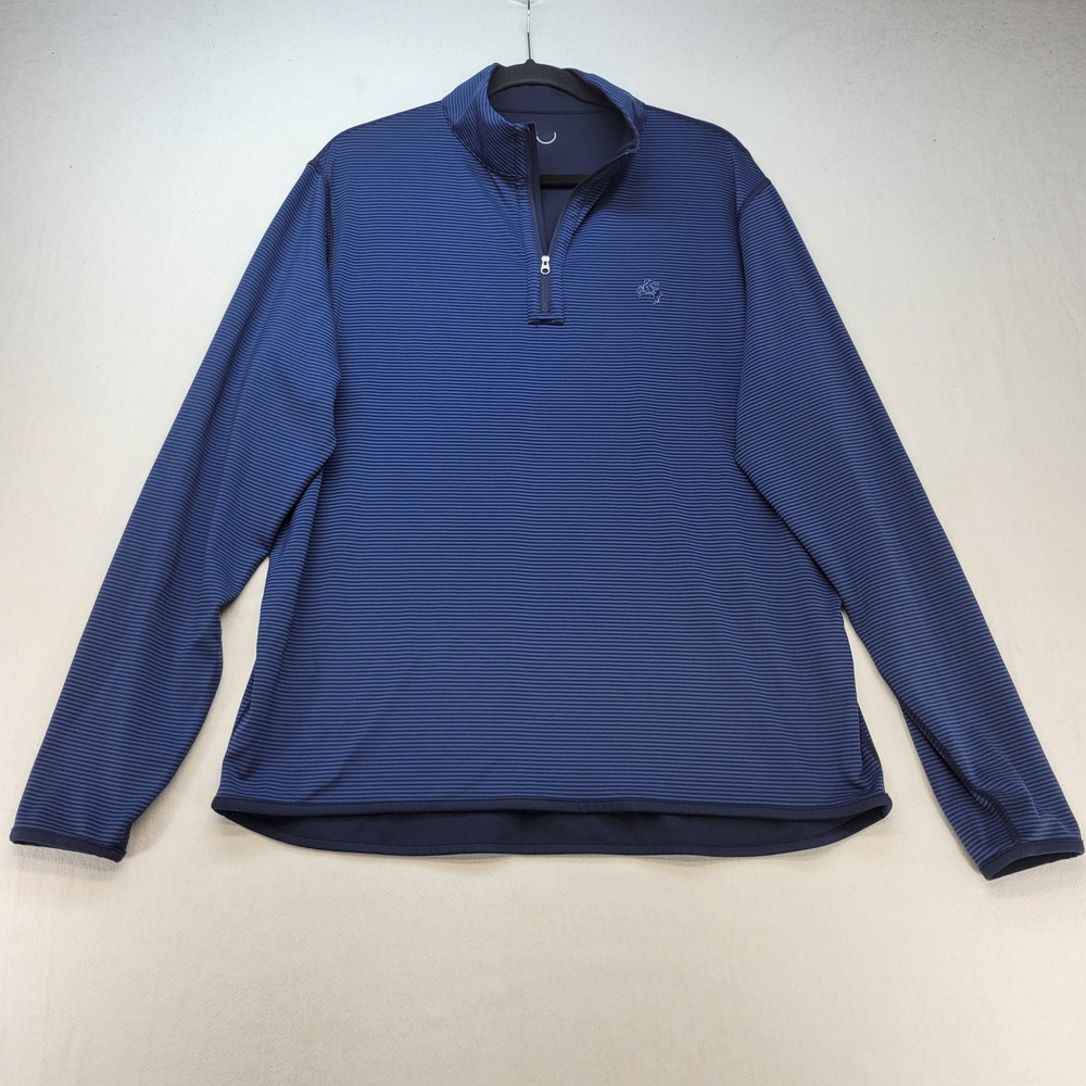 Peter Millar Pullover Mens Large Blue Striped Crown Sport 1/4 Zip Performance